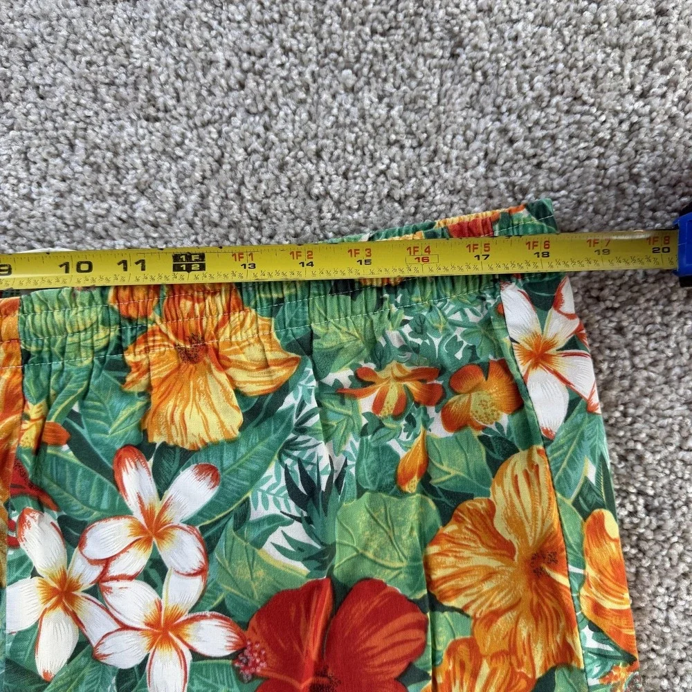 Vintage Hawaiian Shorts Mens Large Tropical Floral Cotton 7 Inseam Summer